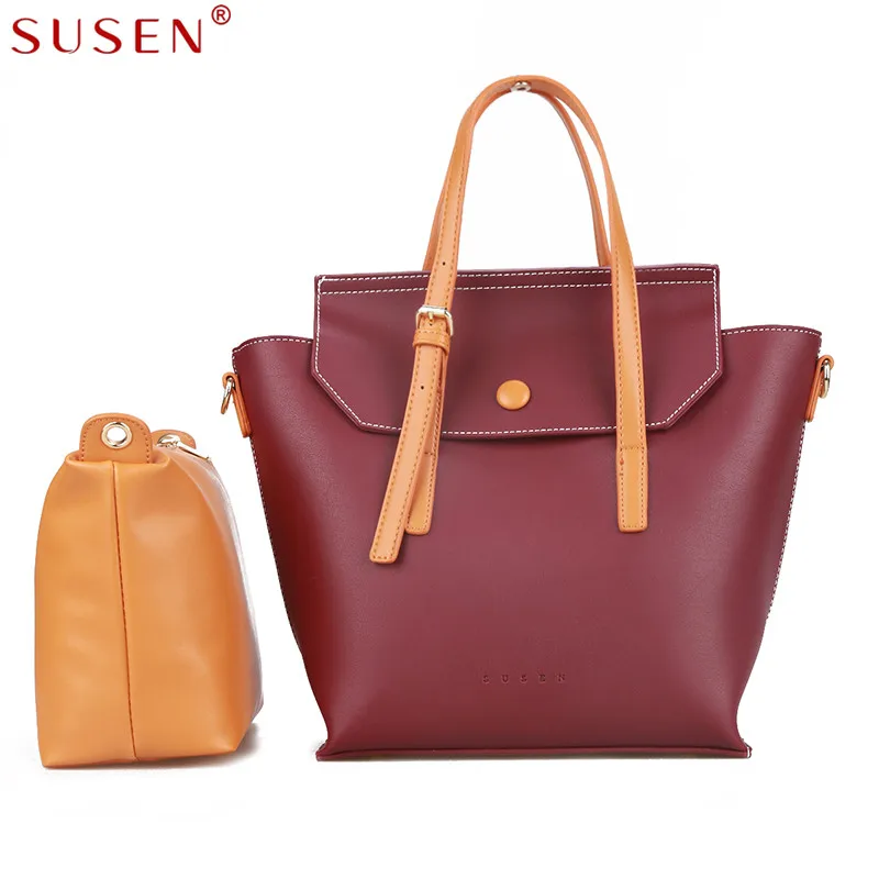 SUSEN 2043 Women Bag Handle Shoulder Bag with Small Bag 2pcs font b Set b font