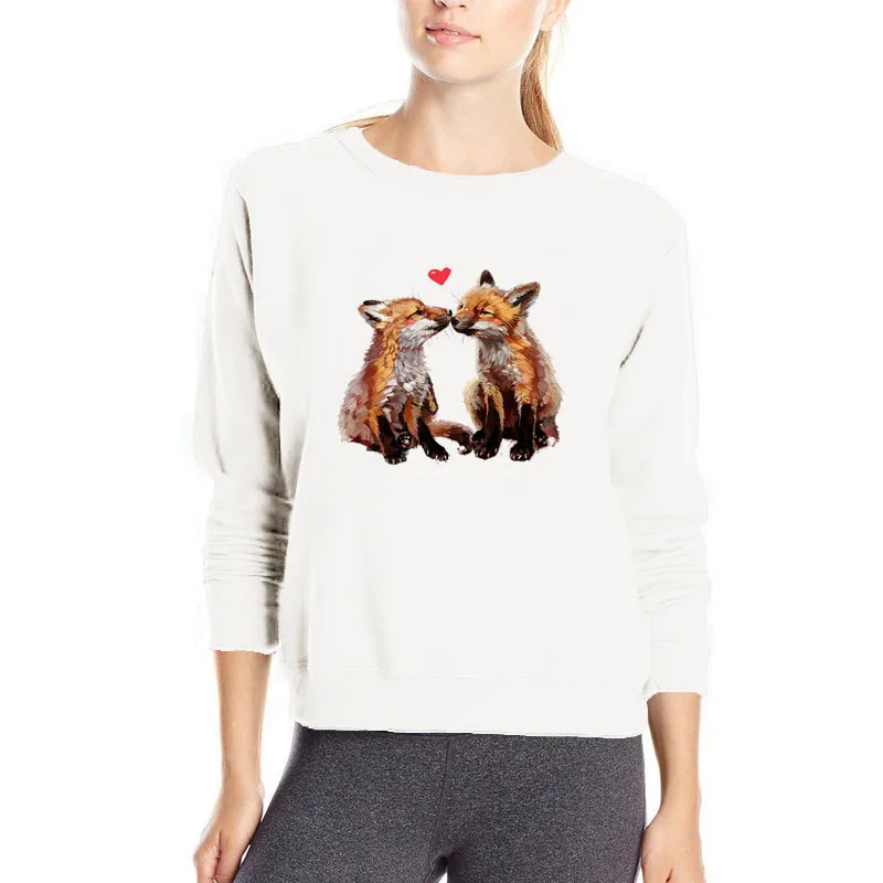 

Little Foxes lovers hoodies creative design lovely casual clothes harajuku hoodie women kawaii foxes sweatshirt oversized hoodie