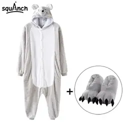 Onesie с тапочками хорошее качество кигуруми животных кигуруми серый Забавный пижамы зимняя одежда для сна теплые взрослых для женщин