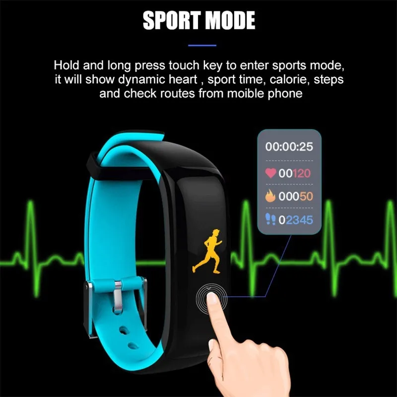 

P1 Bluetooth Smart Wristband Fitness Tracker BT Smart Watch Smart Bracelet Fitness Tracker OLED Screen Heart Rate Monitor Clock