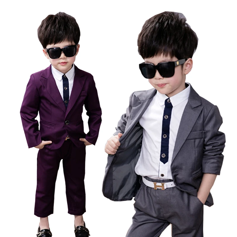 Costume Blazer Pour Bebe 2 10 Ans Costume De Bal De Mariage Costume De Loisirs Pour Garcon Costume De Bal De Mariage Chemise Pour Pantalon Ensembles 3 Parties Violet Gris Aliexpress