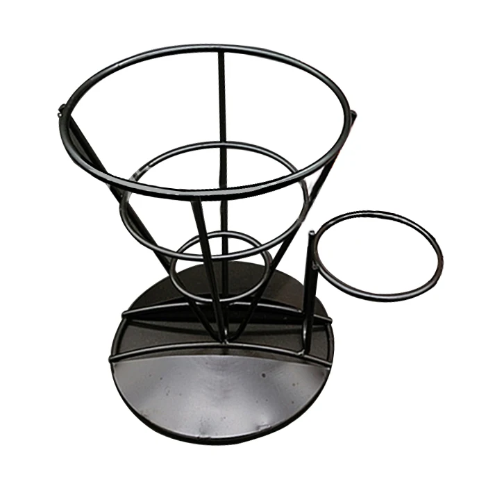 French Fry Stand Condiment Stand French Fries Chip Cone Holder Black