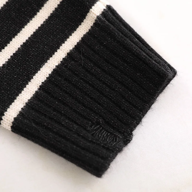 Coreano Modo 2018 Maniche Kint Maglione Alta Cotone Pullover Plus Delle Inverno Strisce Donne A Grigio Di Autunno Lunghe coffee dgray Black Size Casual Qualità OqnCwIaTC