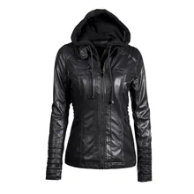 Wipalo Gothic Faux Leather Jacket Women Hoodies Winter Autumn Motorcycle Jacket Black Outerwear Faux Leather PU Jacket Coat