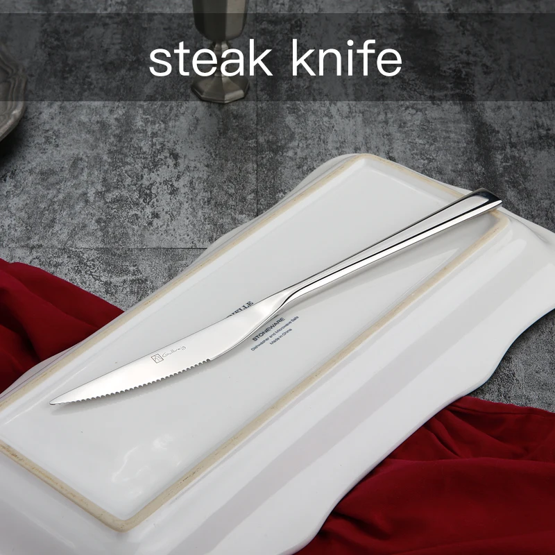 12 шт вилки, ножи, ложки 18-10 из нержавеющей стали столовый набор из вилок Набор ножей набор посуды столовые приборы посуда, вилка, ложка набор ножей - Цвет: 1pcs steak knife