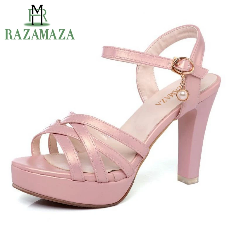 

ZALAVOR Size 34-43 Simple Office Lady Platform High Heel Sandals Ankle Strap Peep Toe Spike Heel Sandals Summer Daily Shoes