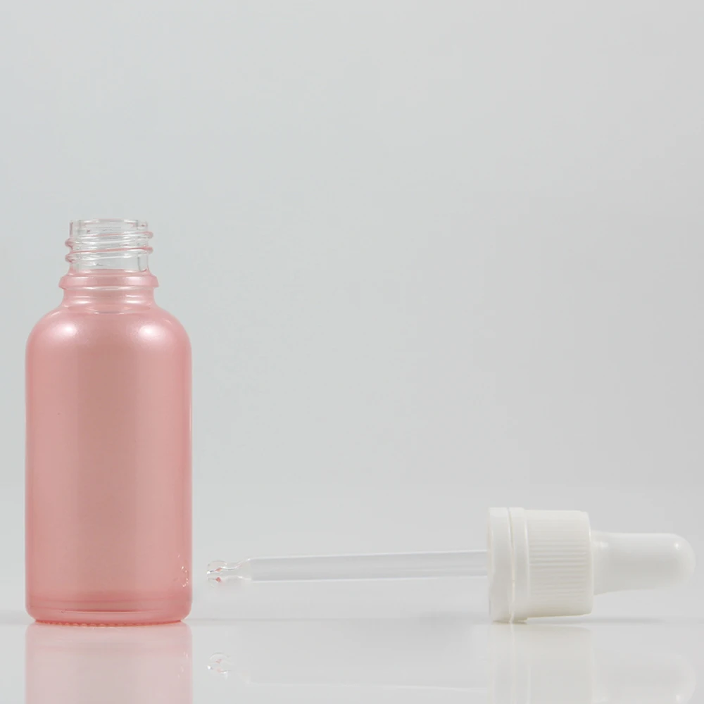 Rosa de Vidro Frasco de Óleo Essencial com Conta-gotas Recipiente de Vidro Conta-gotas do Óleo Atacado Onça Vazio Branco Cap 30 ml Essencial 50 Pcs 1 3 vidro vazio frasco de óleo essencial com