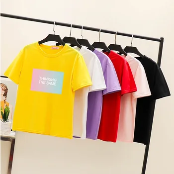 

Women's Harajuku 6 Piece Combination cotton T-Shirt Short Sleeve Print Top Shirt Couple Big Size Fashion Summer T-Shirt