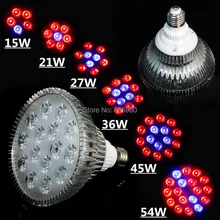 E27 15W/21W/27W/36W/45W/54W AC85-265V Red+Blue High Power Led Plant Grow Light for Hydroponic Led System