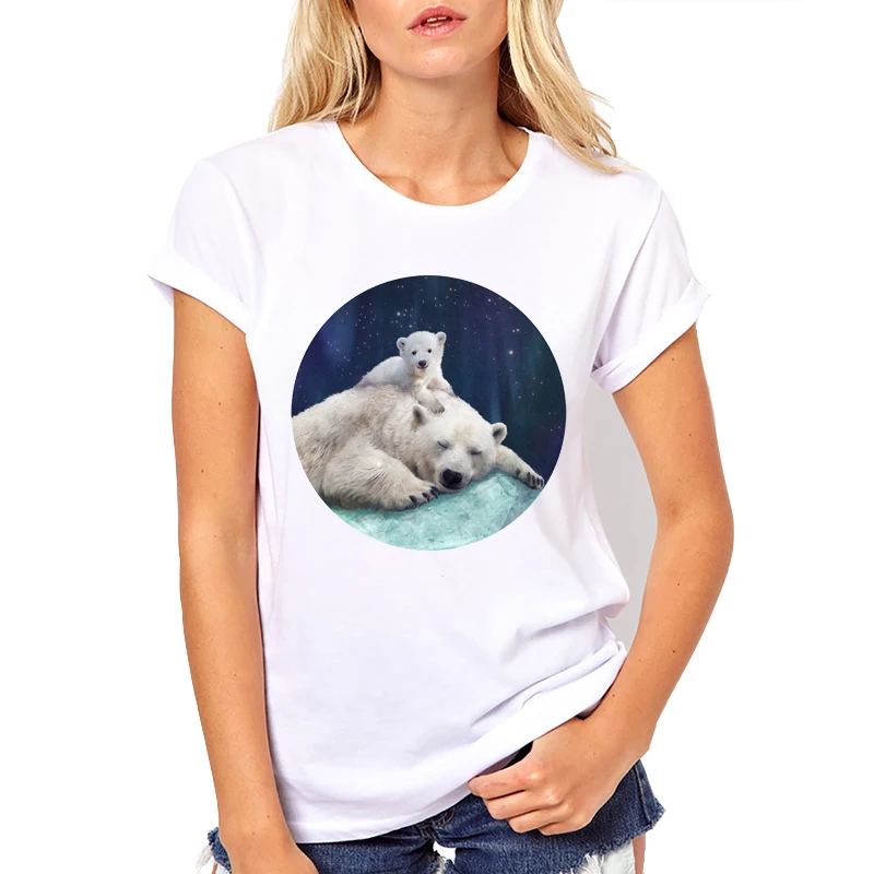 women t shirt Harajuku tops animal Polar Bears print t shirt casual T