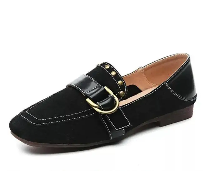 

Summer new Korean leather flat single shoes female beef tendon bottom peas shoes soft bottom grandma shoes female retro