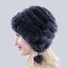Natural Soft Knitted Rex Rabbit Fur Hat Russia Women Winter 100% Genuine Rex Rabbit Fur Caps Lady Warm Real Rex Rabbit Fur Hats 2