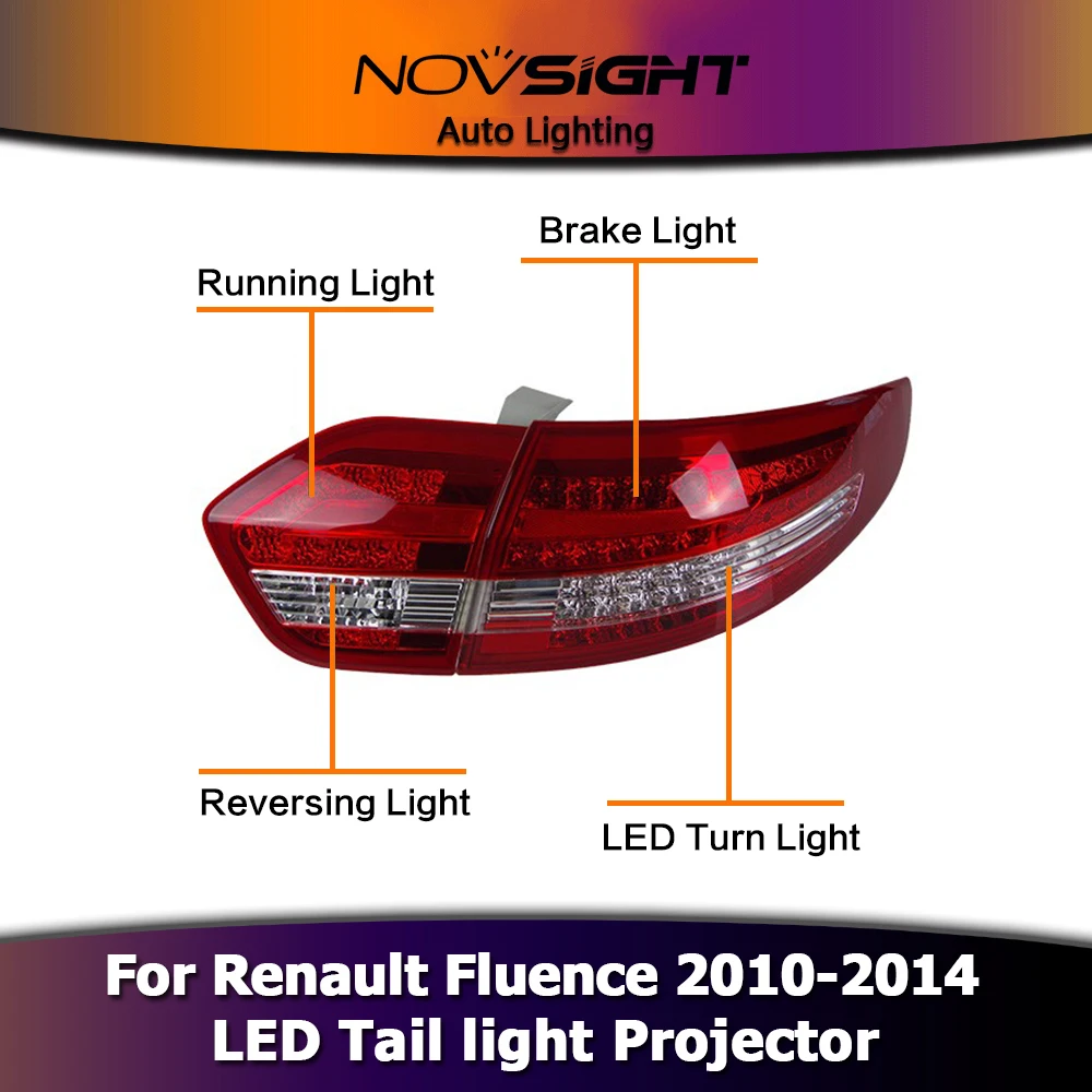 NOVSIGHT 2 шт. комплект для освещения автомобиля 2 шт. светодиодный задний фонарь DRL Xenon комплект сигнальных ламп для Renault Fluence 2010 2011 2012 20132014
