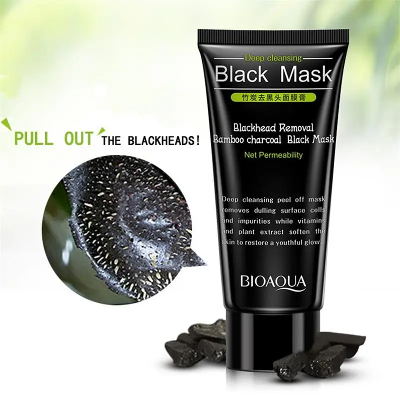 BIOAQUA питательные увлажняющие Удаление угрей бамбуковый уголь контроль выработки кожного жира черная маска глубокого очищения отшелушивающая маска для носа уменьшение пор, акне терапии