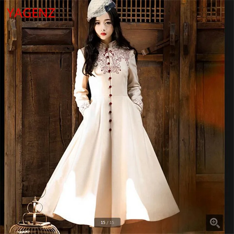 Женское шерстяное пальто BN2464 модное осеннее Пыльник с вышивкой|dust coat|embroidery women
