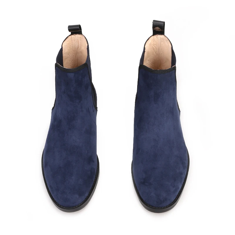 Men Piergitar Handmade Classic Style Chelsea Boots British Style Navy Suede Casual Boots Martin Boots
