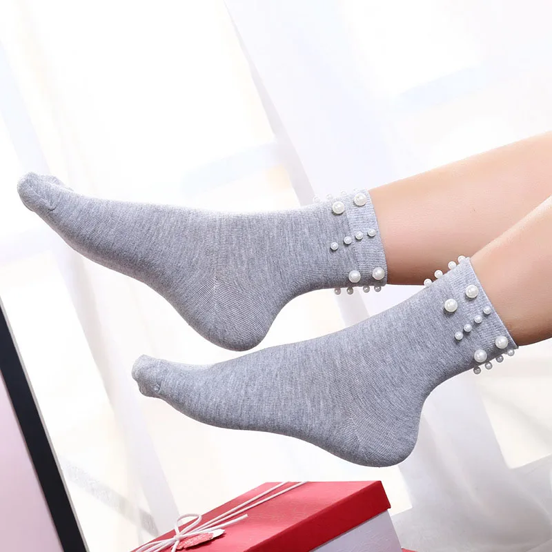 [EIOISAPRA] колледж Стиль ручной работы блестящая жемчужина Рето носки Корейская принцесса искусство носки для женщин Япония Harajuku мода Calcetines Mujer