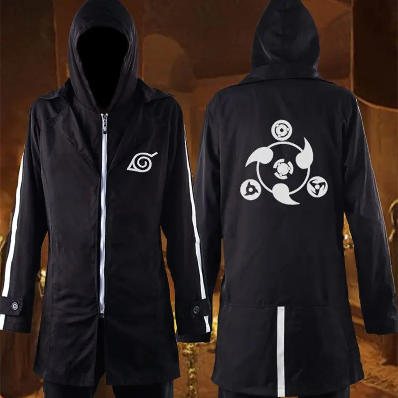 

2019 Winter Mens Naruto cosplay Trench Coat Naruto Akatsuki Windbreaker Cloak Harajuku anime hooded jacket 101806