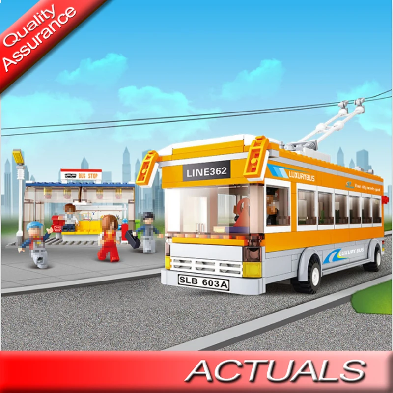 

SLUBAN 0332 Trolley Buses Building Blocks 1 CITY Construction Friends Brick Children Gift DIY Toys 457pcs