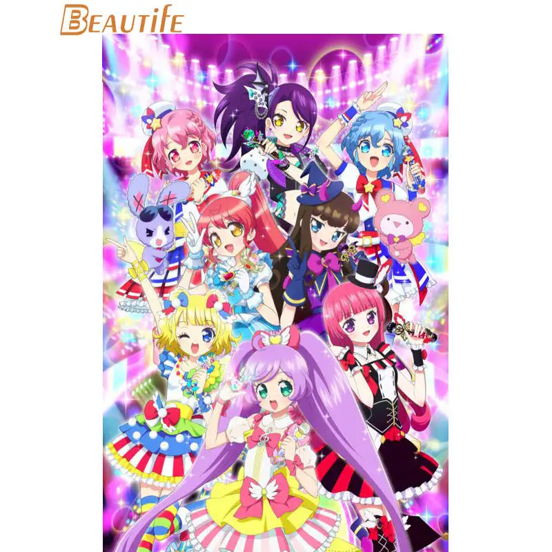 Pripara Idol время плакат шелковая ткань постер для декорации дома Wall Art тканевой плакат с принтом 30X45 см, 40X60cm. 50X75 см, 60X90 см