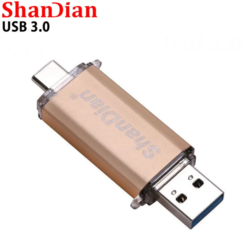 SHANDIAN USB 3,0 type-C 3,1 usb флеш-накопитель 3,0 Металлический пользовательский флеш-накопитель 64 ГБ 32 ГБ карта памяти 16 ГБ 8 ГБ флеш-накопитель память подарок