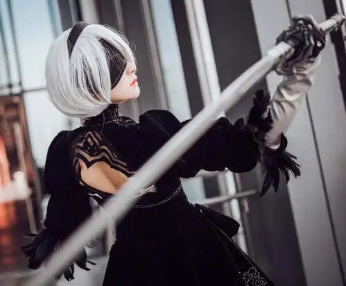 НИР: автоматы YoRHa 2B Косплэй красивый черный костюм (8 шт.) Косплэй одежда Косплэй высокое качество