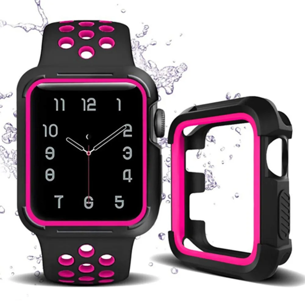 CRESTED sport silicone watch cover+strap for apple watch case 4 42mm 38mm full protector rubber case for iwatch 4/3/2/1 44mm 40 CRESTED sport silicone watch cover+strap for apple watch case 4 42mm 38mm full protector rubber case for iwatch 4/3/2/1 44mm 40
