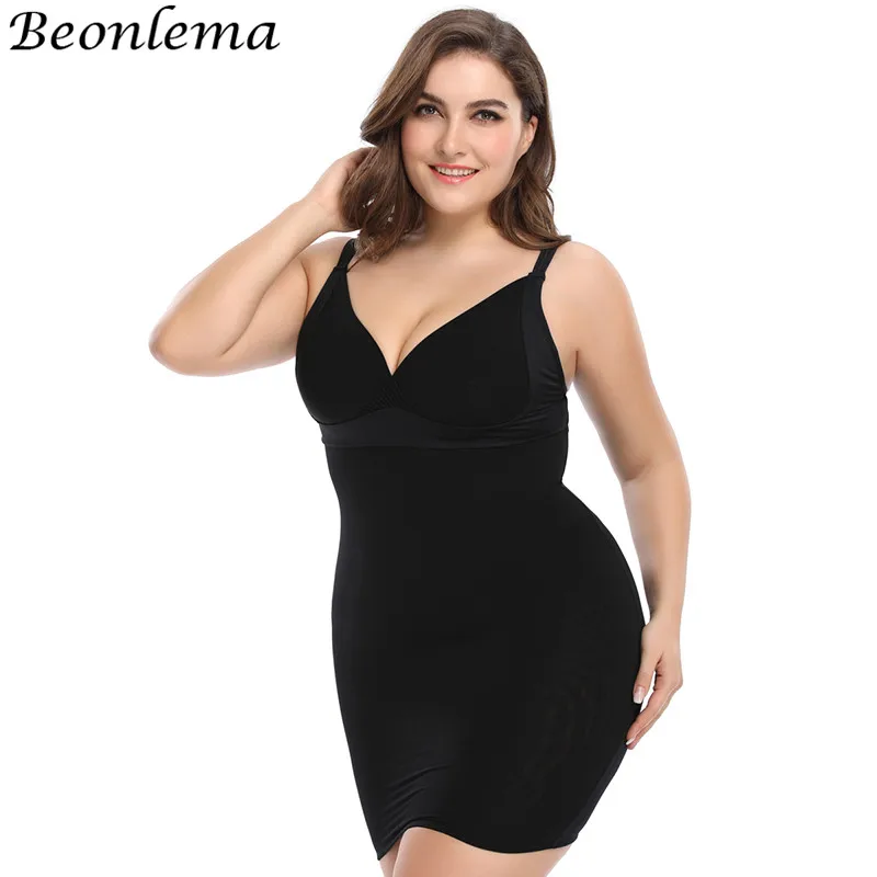Beonlema Petticoat Woman Sexy Bodysuit Bodyshapers Full Slip Dress Backless Minidress Clothes For Women Underskirt Plus Size 5XL