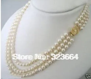 

3 rows of 7- 8MM white freshwater pearl necklace