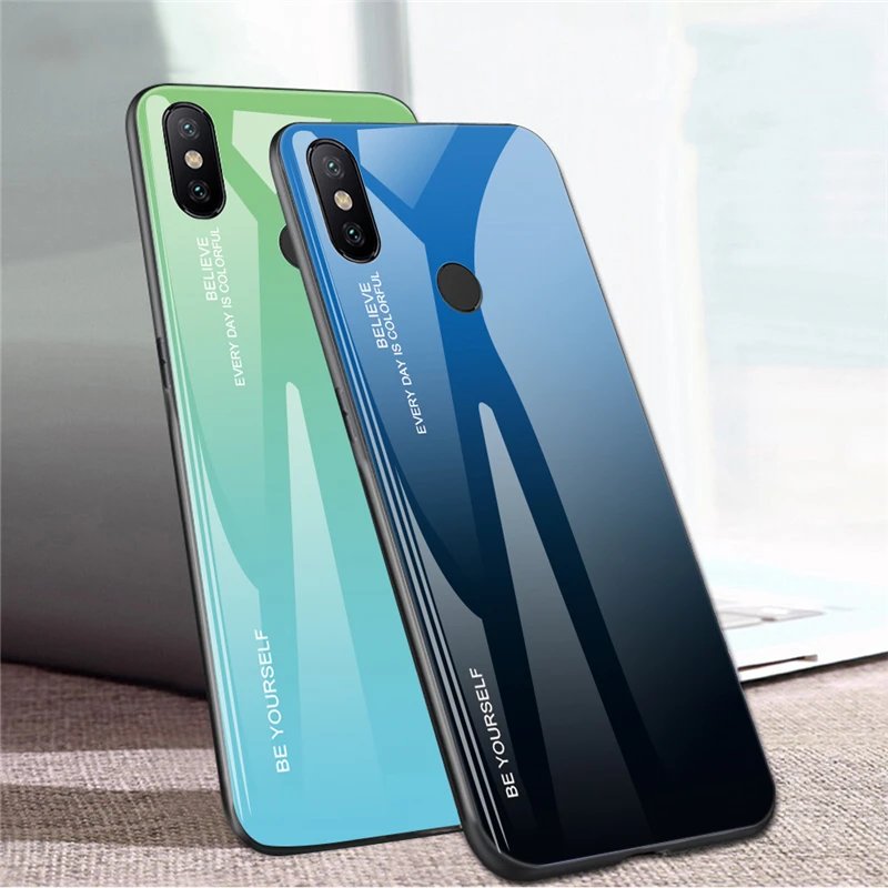 

Multicolor Tempered Glass Protective Case For Xiaomi Redmi Note 7 5 6 Pro Mi 8 Mi A2 Lite 6X 5X Mi 9 SE 9T K20 Back Cover Fundas