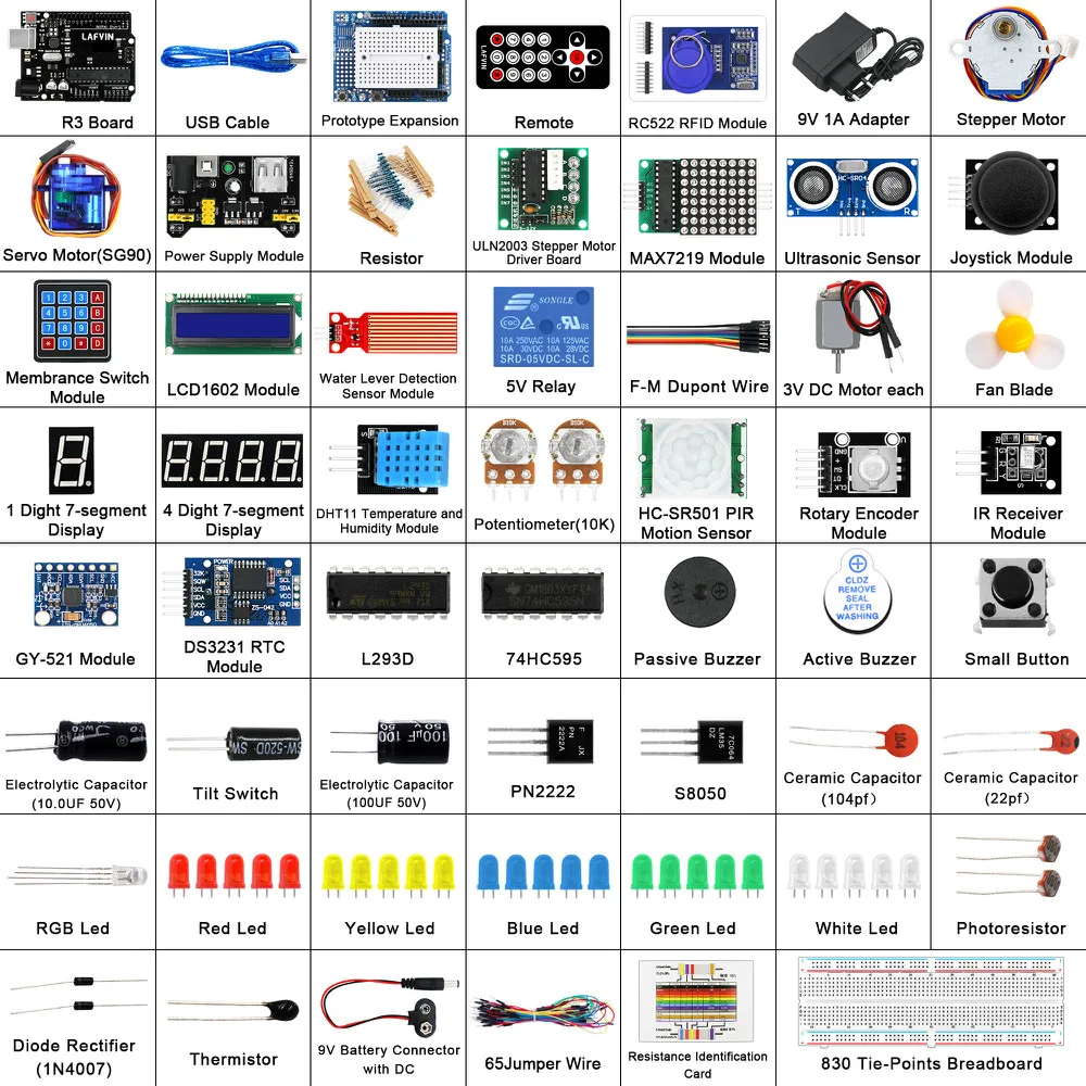 LAFVIN для UNO R3 проекта полный стартовый набор Arduino с учебником/шаговый