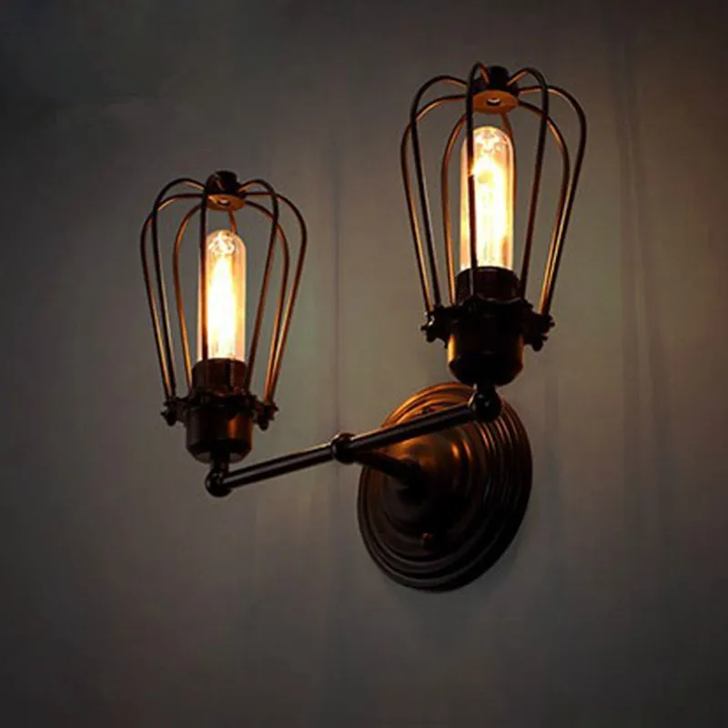 

Vintage RH Type Double Wire Cages Wall Lamp Edison Light Bulb Fixture Cage 85-265V E27 Led blubs