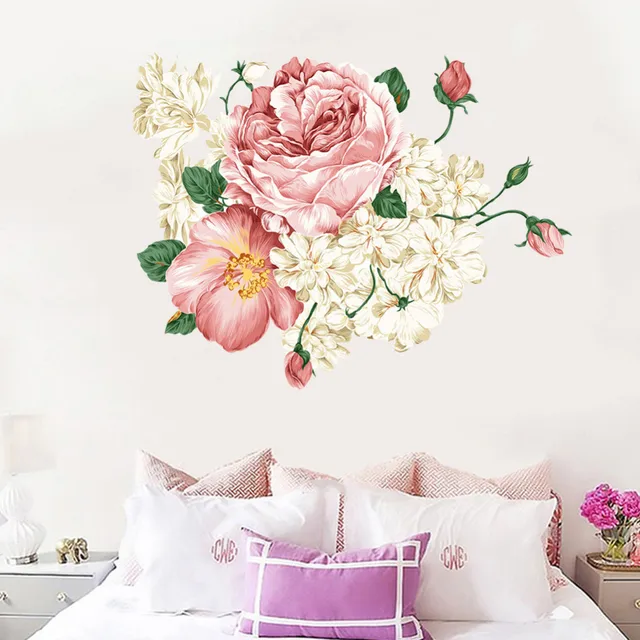 beautiful peony flower wall sticker removable good luck flower