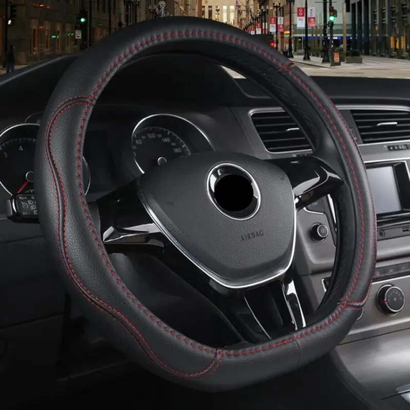 

D Shape Car Steering Wheel Cover Volant PU Leather For Suzuki Swift 2018 2019 Braid on the Steering-wheel Auto Car Accessories
