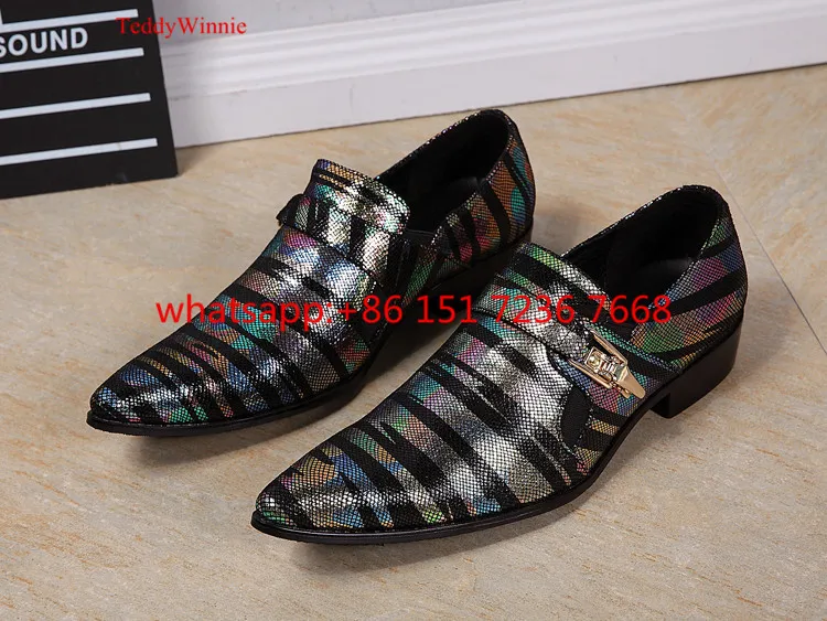 

New Spring Mens Genuine Leather Oxfords Shoes Slip On Pointed Toe Buckles Rome Dress Shoes Tuxedo Retro Men Leather Shoes Size46