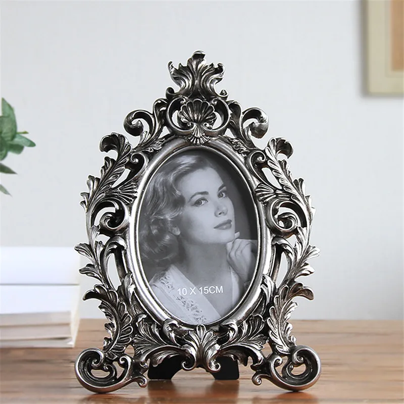 

European-style retro 6 inch 7 inch 8 inch metal texture carved picture resin frame handicraft home decoration decoration