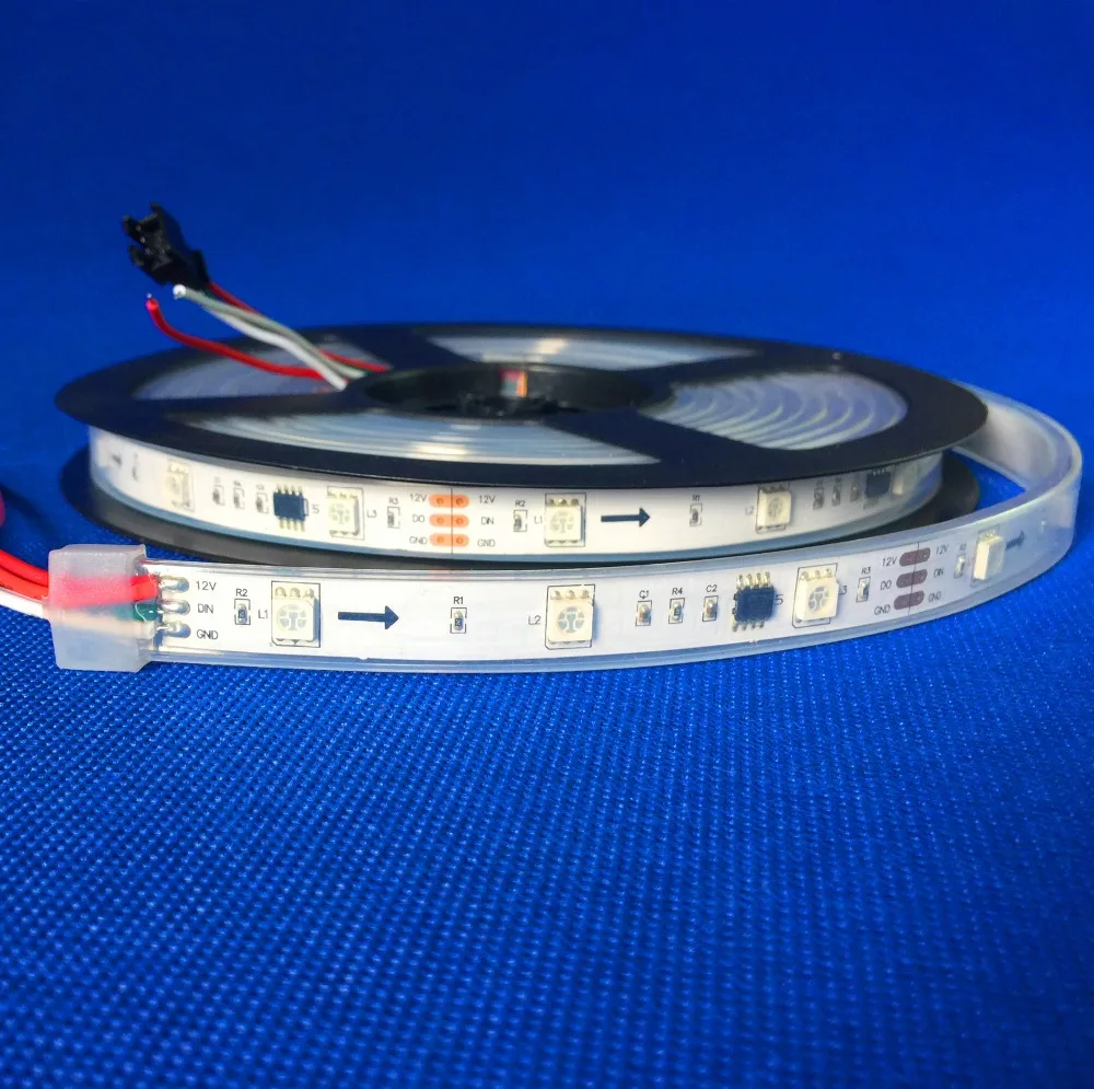 

promotion!! 5m DC12V WS2811 150LEDs (10pixes/m) led digital strip;waterproof in silicon tube;IP66;WHITE PCB
