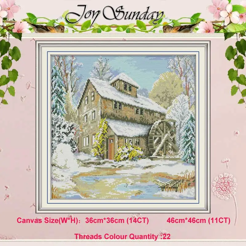 

Waterwheel cabin scenery counted 11CT 14CT Cross Stitch Set DIY DMC Chinese Cross-stitch Kit Embroidery Needlework Home Decor