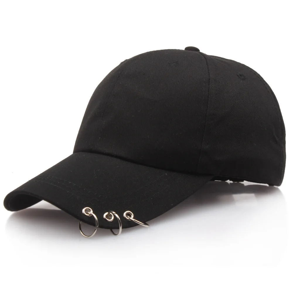 

Baseball Cap with Rings Bboy Adjustable Casual Snapback Sport Hip-Hop Ball Hat Baseball Caps Unisex Hats Black Pink White