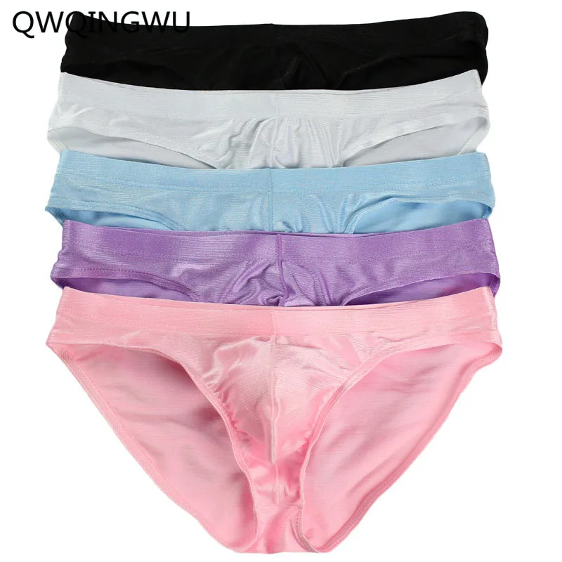 

5PCS Men's Underwear Bright Briefs Underpants Male Sexy Silky Brief Shorts Man Gay Underwear Panties Low Waist Sleepwear