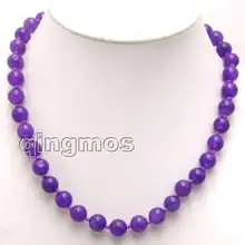 10 мм Фиолетовый Круглый камень 1" ожерелье shipping-nec5645