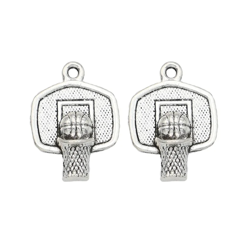 

KJjewel Basketball Charm Pendant fit Bracelet Necklace Antique Silver Plated Jewelry DIY Making Accessories 20x15mm