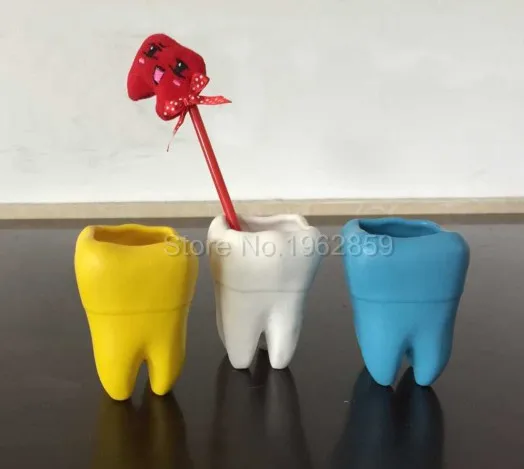 

2pc Creative Dental Gift Pencil Vase 6*6*8cm Dental Clinic Pot Dental Craft for Dentist Medical Lab Tooth Vase Craft