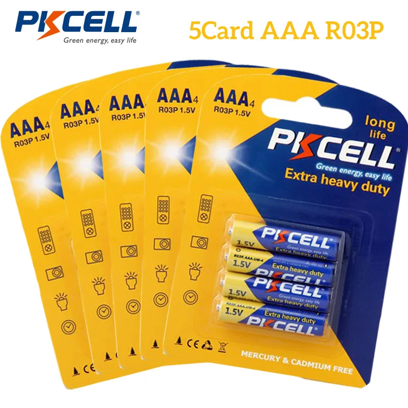 20 шт. сверхмощные одноразовые батареи PKCELL R03P 1 5 в AAA 3A для термометра | Электроника