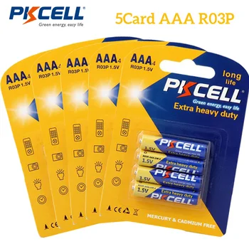 

20Pcs PKCELL Super Heavy Duty Single Use Batteries R03P 1.5V AAA Battery 3A Bateries for Thermometer
