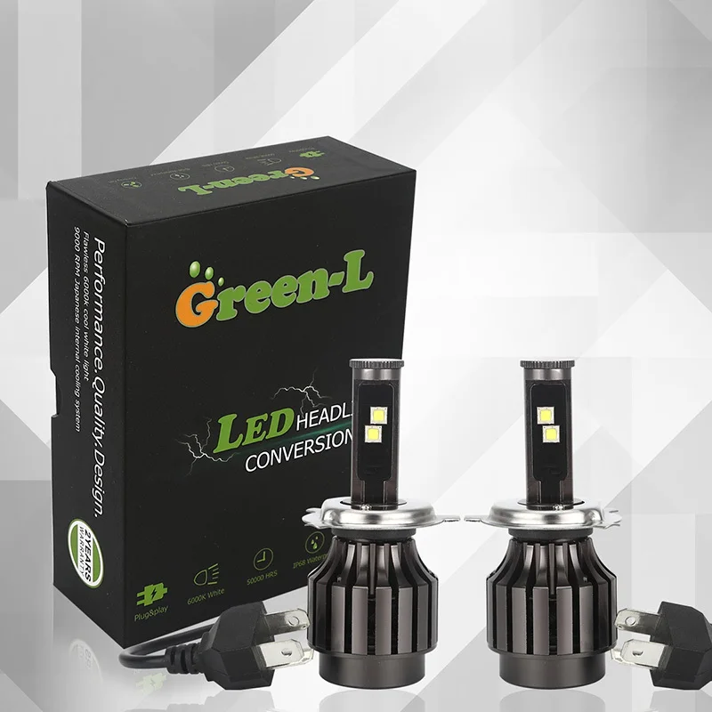 Green L LED Car Lights 9000LM 60W lamps for car h7 led light car h13
