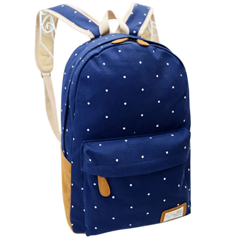 

Women Girl Canvas Rucksack Polka Dot Backpack School Book Shoulder Bag Polka Dot Backpack Women's Bag Campus