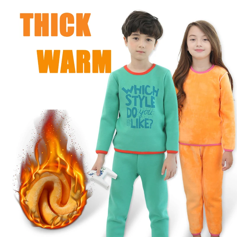 Zerlos/комплект зимнего термобелья для мальчиков и девочек, подштанники, детская теплая одежда, Вельветовая плотная теплая одежда высокого качества, 100