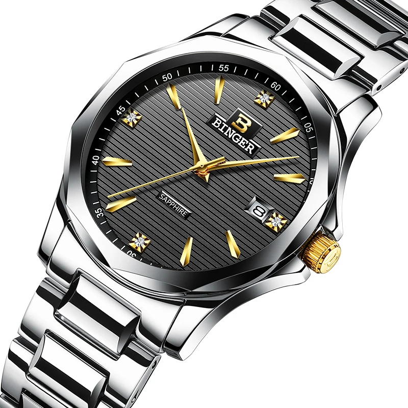 

2017 BINGER Mens Watches Top Brand Luxury Quartz Watch Men full Stainless Steel Men Wrist Watch Waterproof reloj hombre 3057M-2