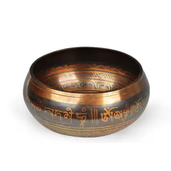 

17.5cm Diameter Big Size Tibetan Mediation Singing Bowl With Leather Striker And Cushion Tibet